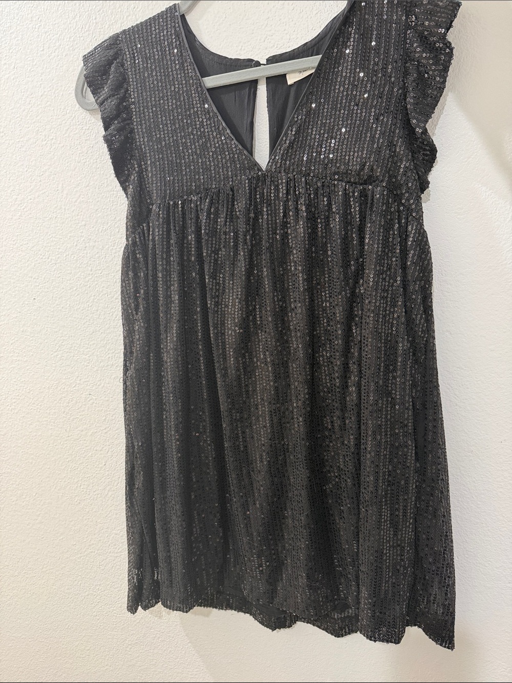 Mustard Seed Black Sequin Mini Dress